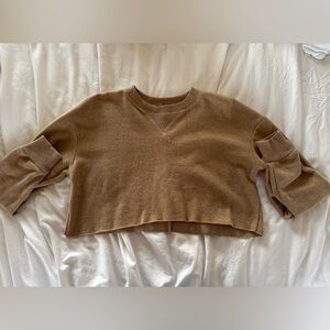 Zara Brown Cropped Knit Sweater
